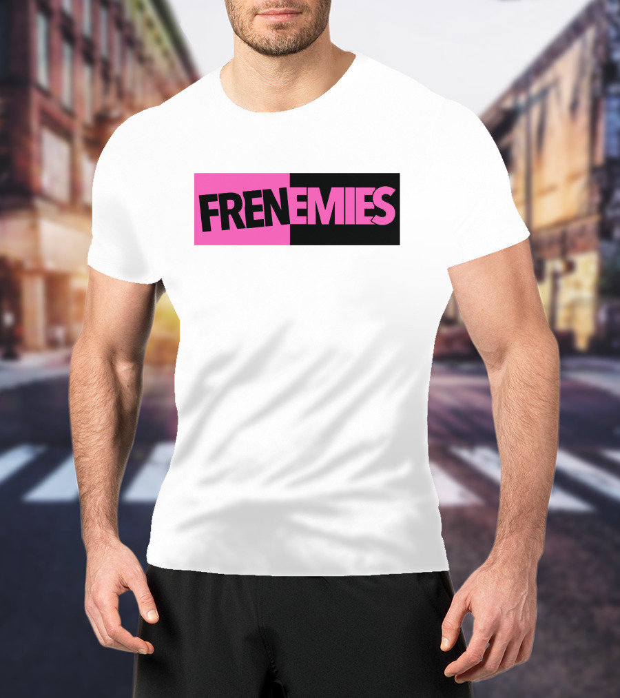 Frenemies Bold Pink Black Split Merch Shop T-Shirt