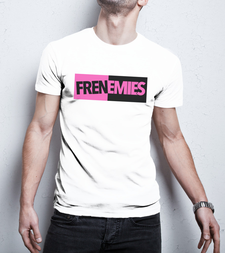 Frenemies Bold Pink Black Split Merch Shop T-Shirt