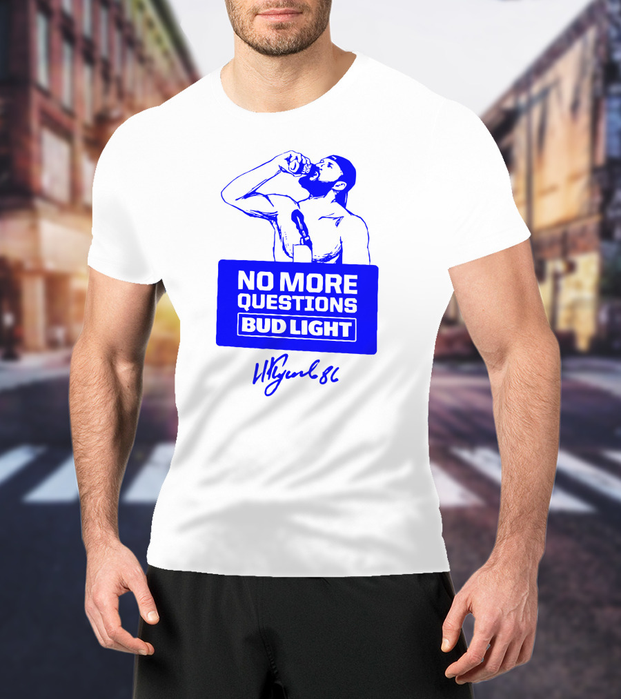 Nikita Kucherov No More Questions Bud Light 86 Logo Blue T-Shirt