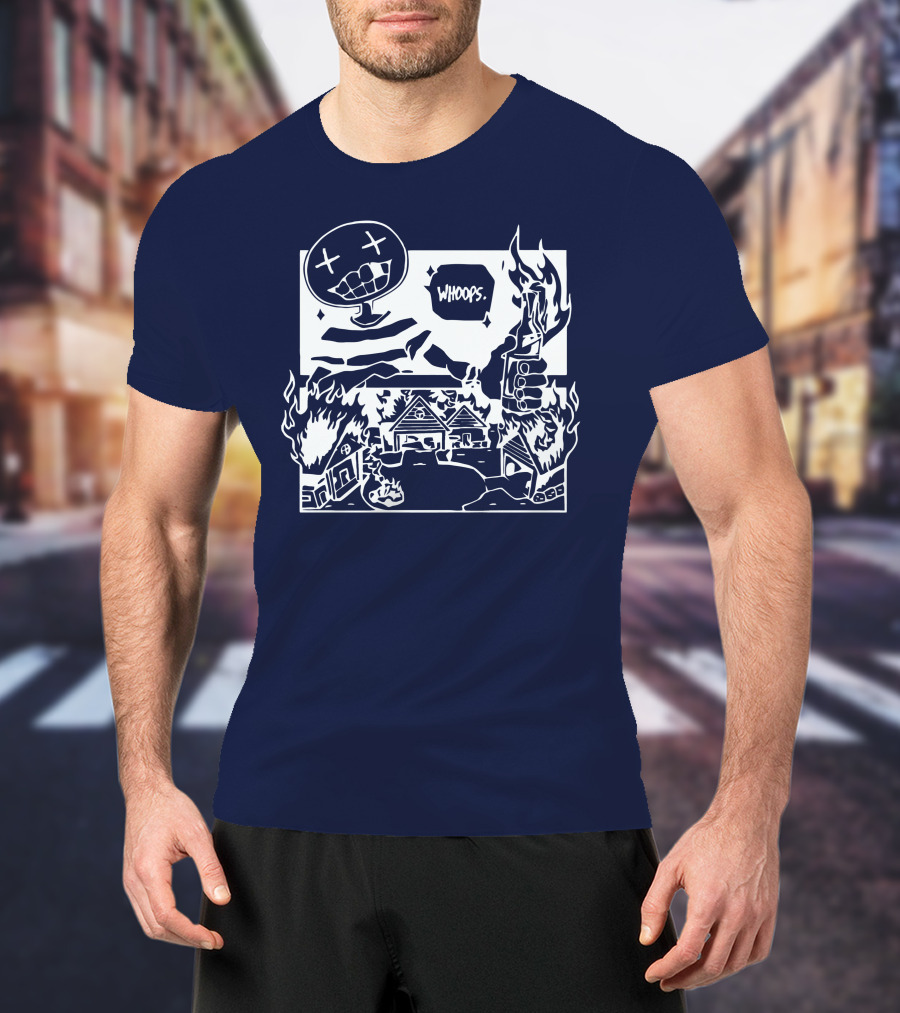 Offcanny Merch Shop Whoops Burning Houses Scene T-Shirt