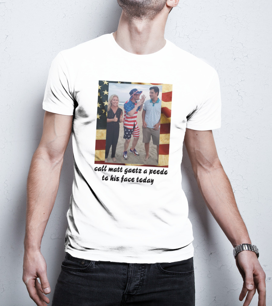 Call Matt Gaetz A Peedo To His Face Today American Flag Beach Photo T-Shirt