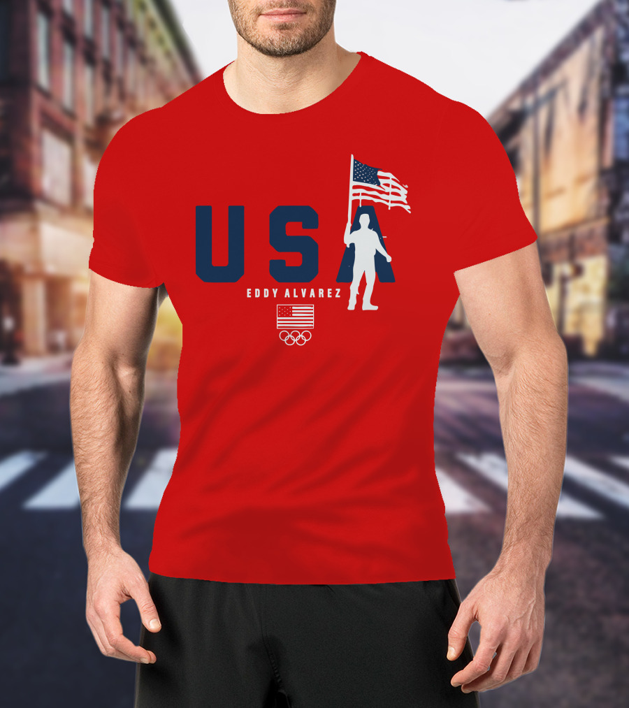 USA Eddy Alvarez Olympic Flag Bearer T-Shirt