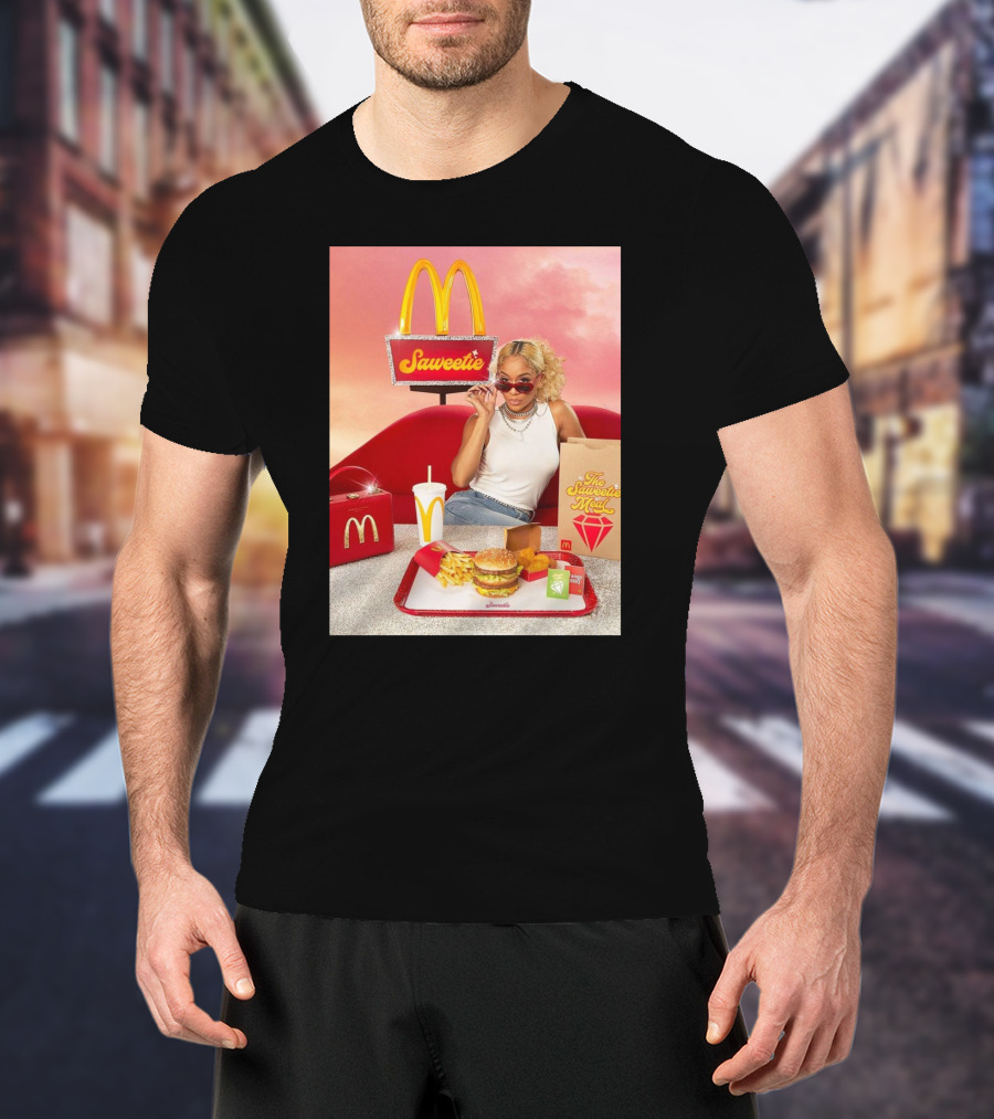 Saweetie Meal McDonald's Promo Featuring Iconic Branding And Menu Items T-Shirt