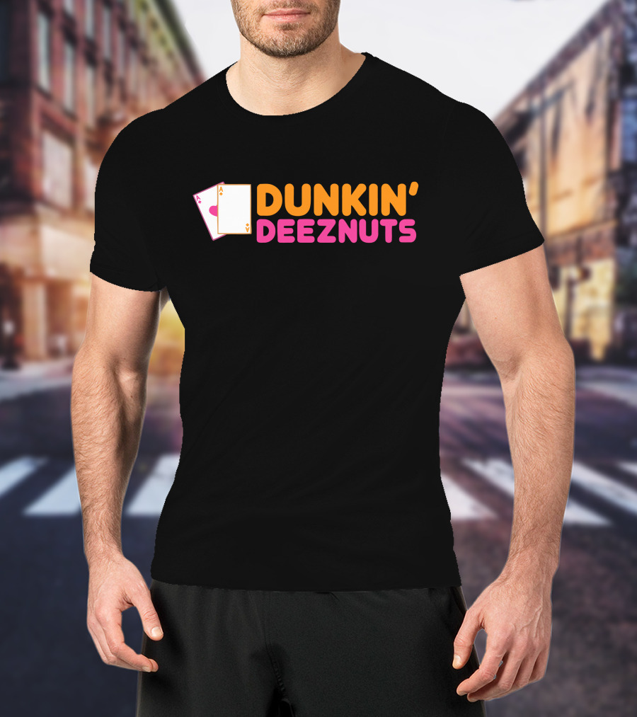 Dunkin Deez Nuts Pocket Aces Playing Cards Humor T-Shirt