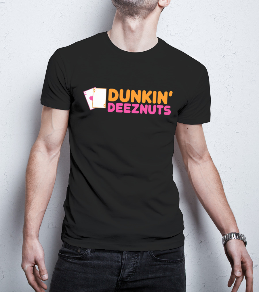 Dunkin Deez Nuts Pocket Aces Playing Cards Humor T-Shirt