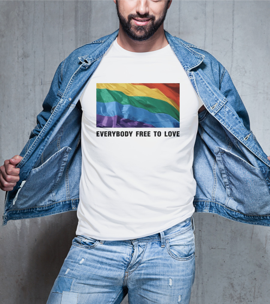 Everybody Free To Love Pride Rainbow Flag T-Shirt