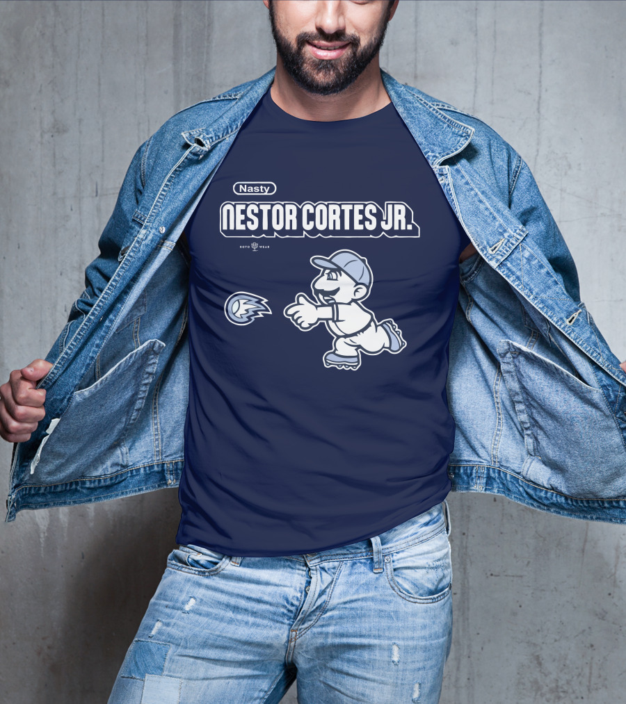 Nasty Nestor Cortes Jr. Cartoon Baseball New York Roto Wear T-Shirt