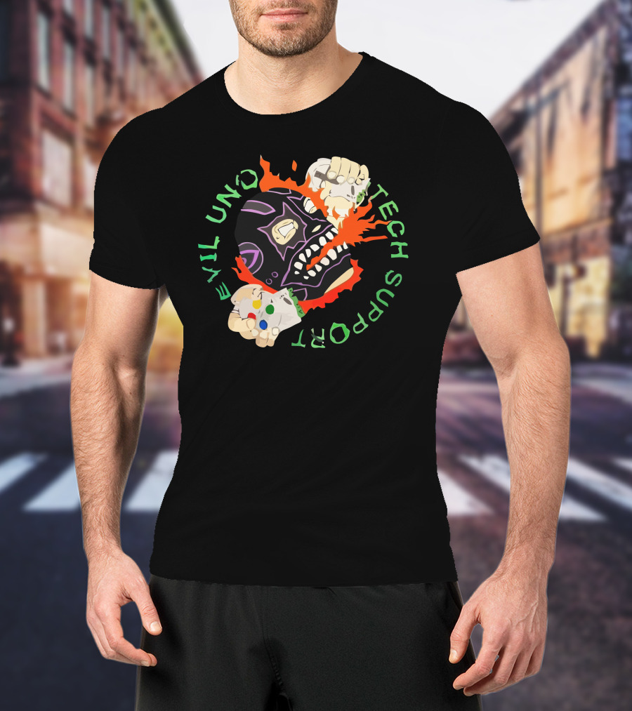 Evil Uno Tech Support AEW Mask And Game Controller T-Shirt