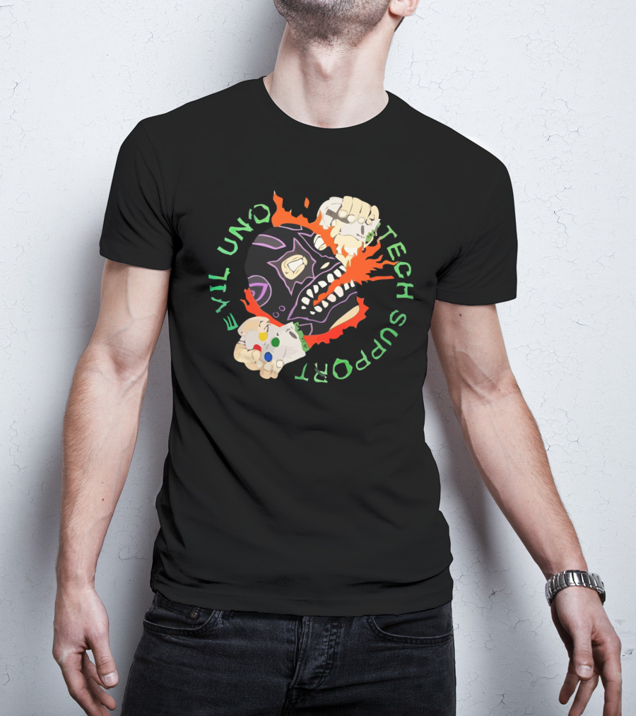 Evil Uno Tech Support AEW Mask And Game Controller T-Shirt