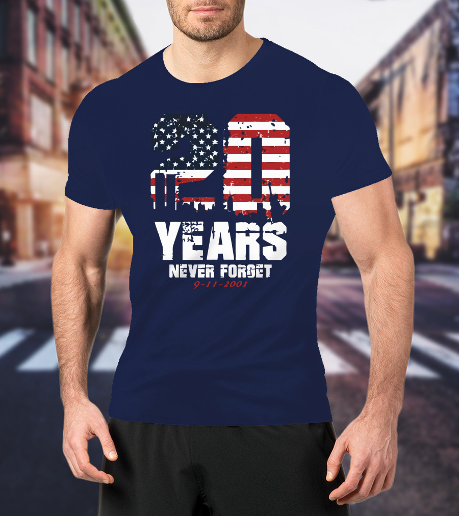 20 Years Never Forget 9-11-2001 American Flag T-Shirt