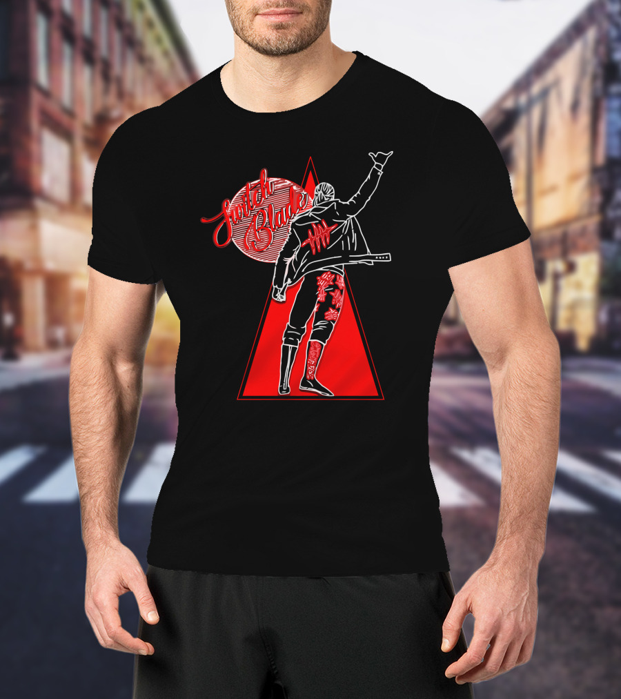 Switchblade Jay White Triangle Back Pose T-Shirt