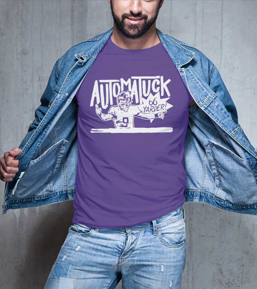 Automatuck 66 Yarder Football Player Purple Background T-Shirt