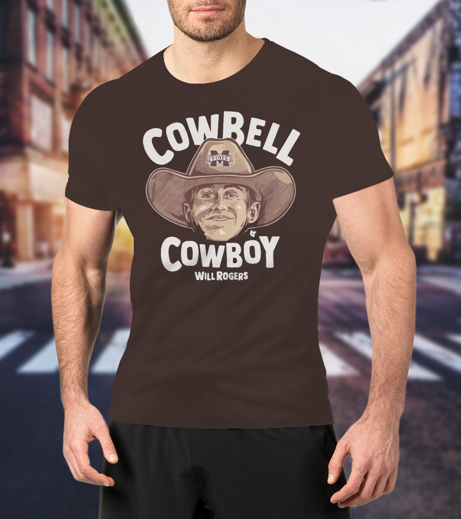 Mississippi State M State Cowbell Cowboy Will Rogers T-Shirt
