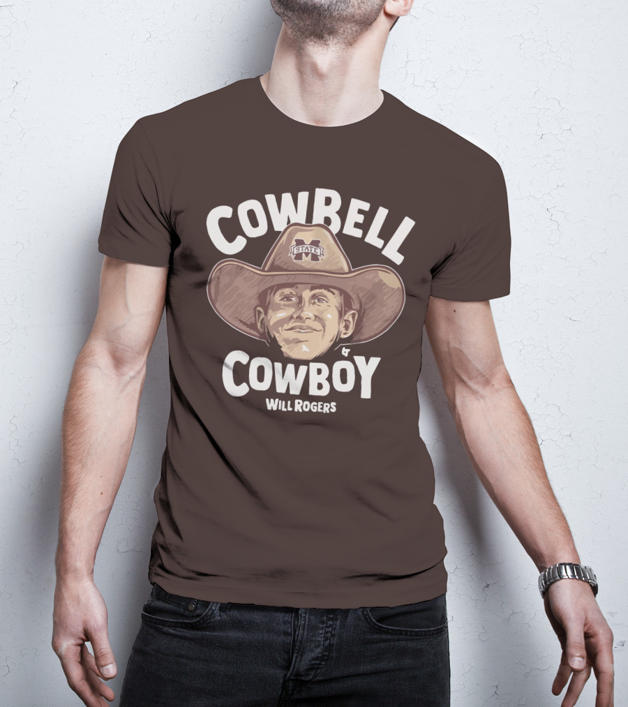 Mississippi State M State Cowbell Cowboy Will Rogers T-Shirt