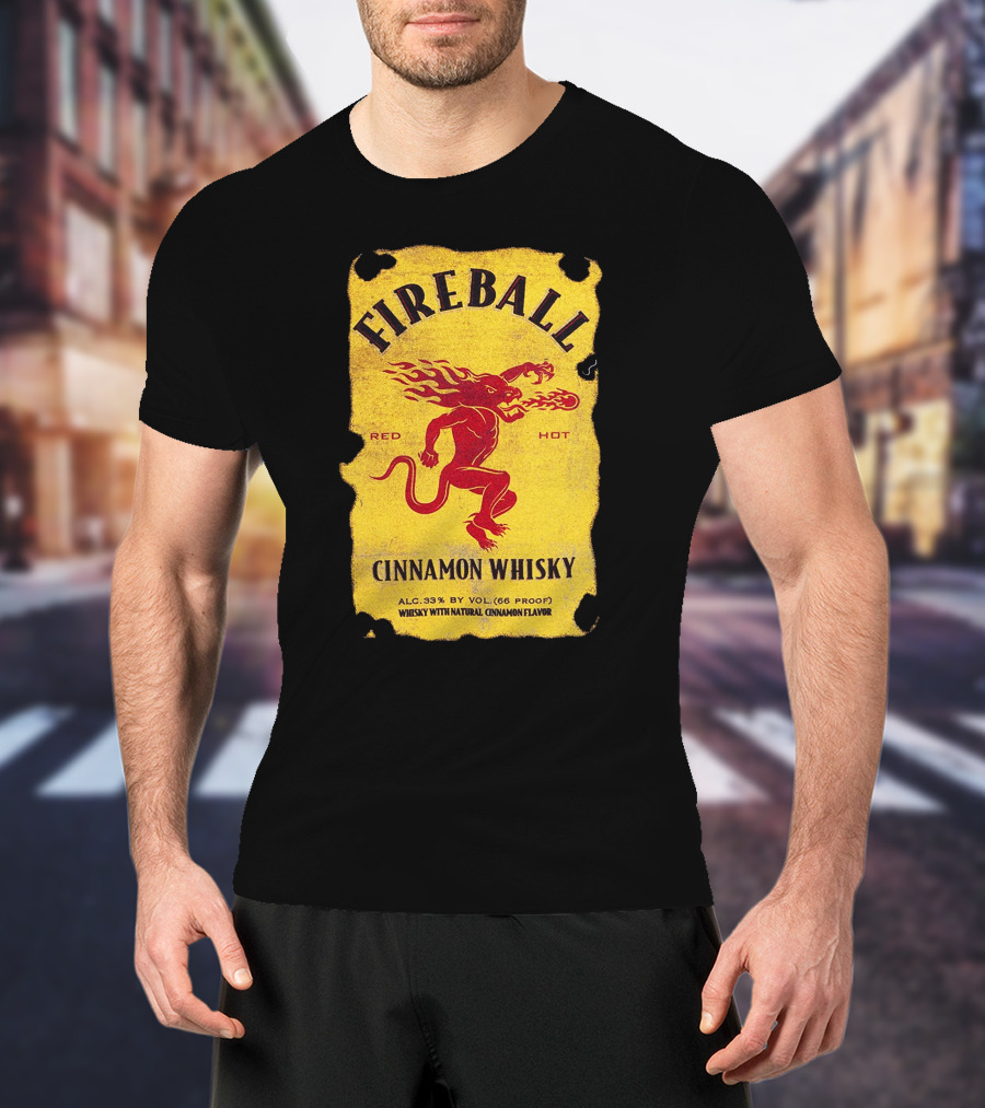 FIREBALL Red Hot Cinnamon Whisky Label ALC 33% By VOL (66 PROOF) T-Shirt