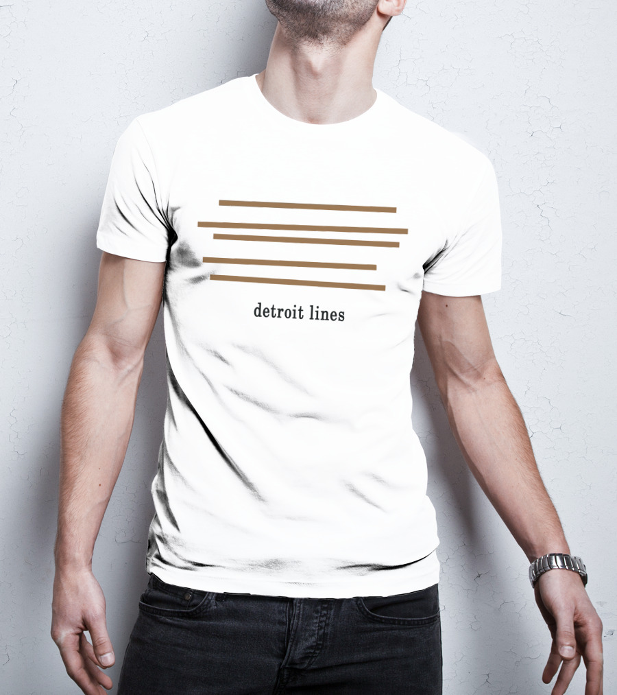 Detroit Lines Minimal Geometric Brown Stripes T-Shirt