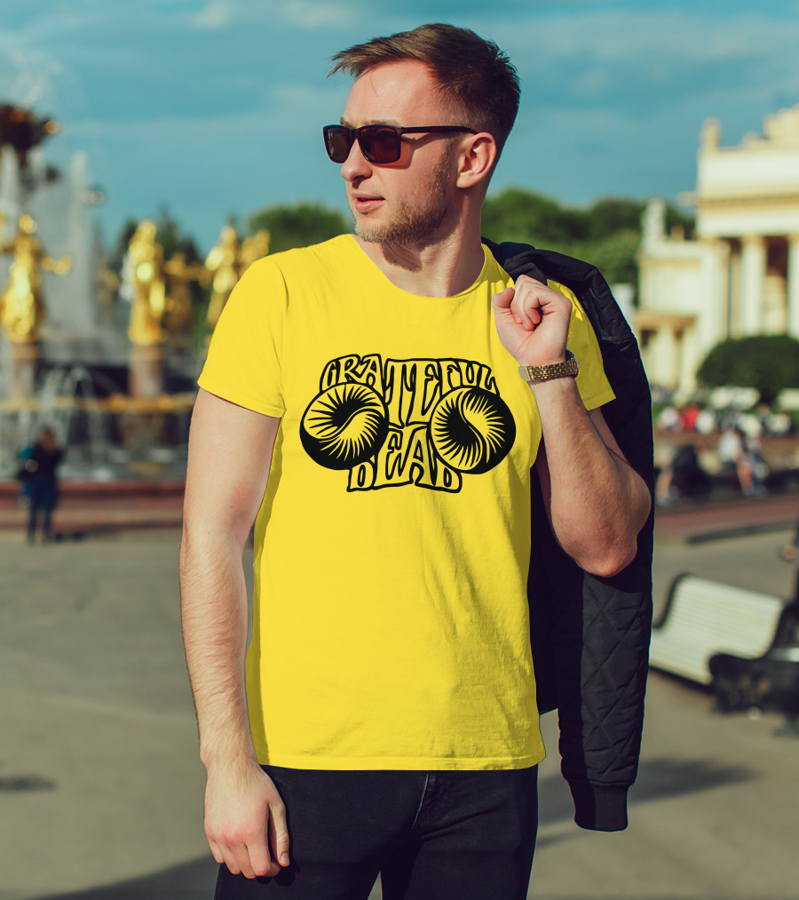 Grateful Dead Psychedelic Sunburst Yellow Background T-Shirt