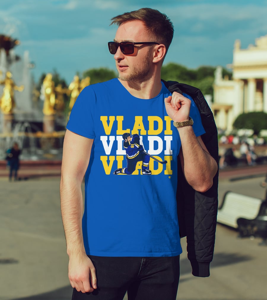VLADI Chant Hockey Player In Blue And Yellow With Number 91 T-Shirt