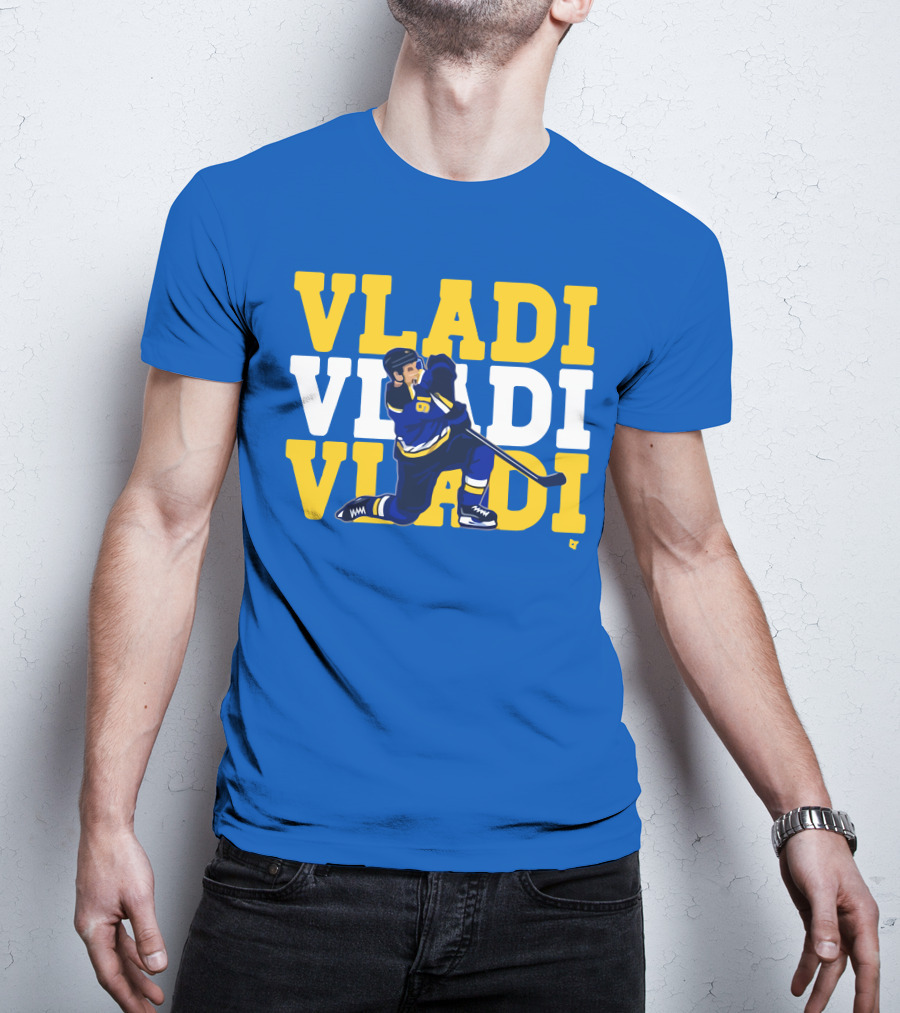 VLADI Chant Hockey Player In Blue And Yellow With Number 91 T-Shirt