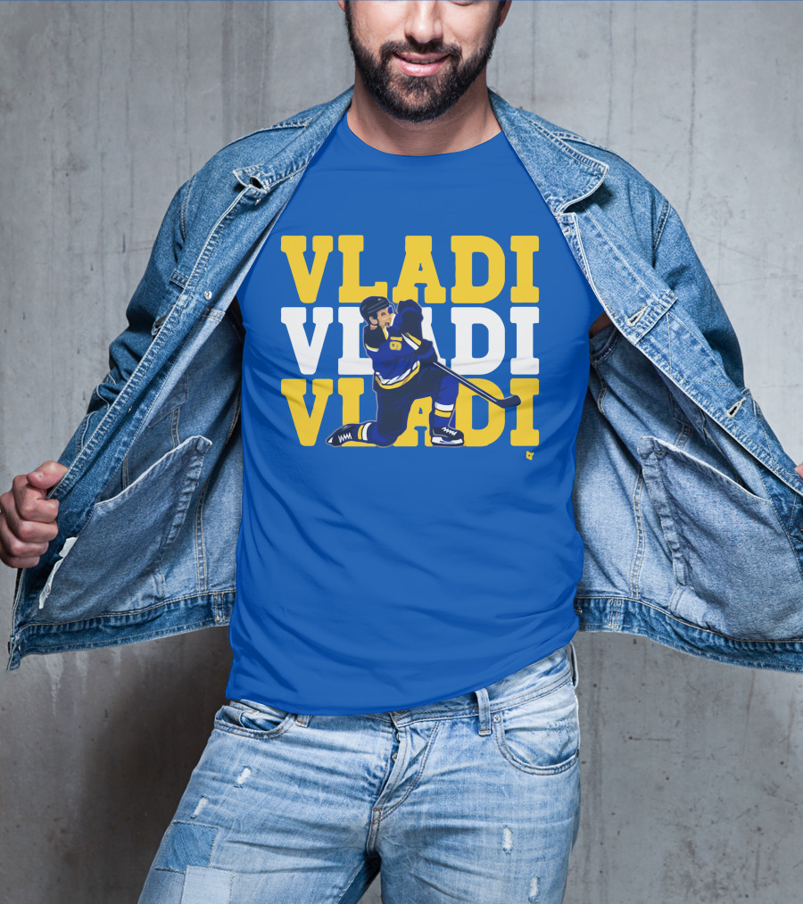 VLADI Chant Hockey Player In Blue And Yellow With Number 91 T-Shirt