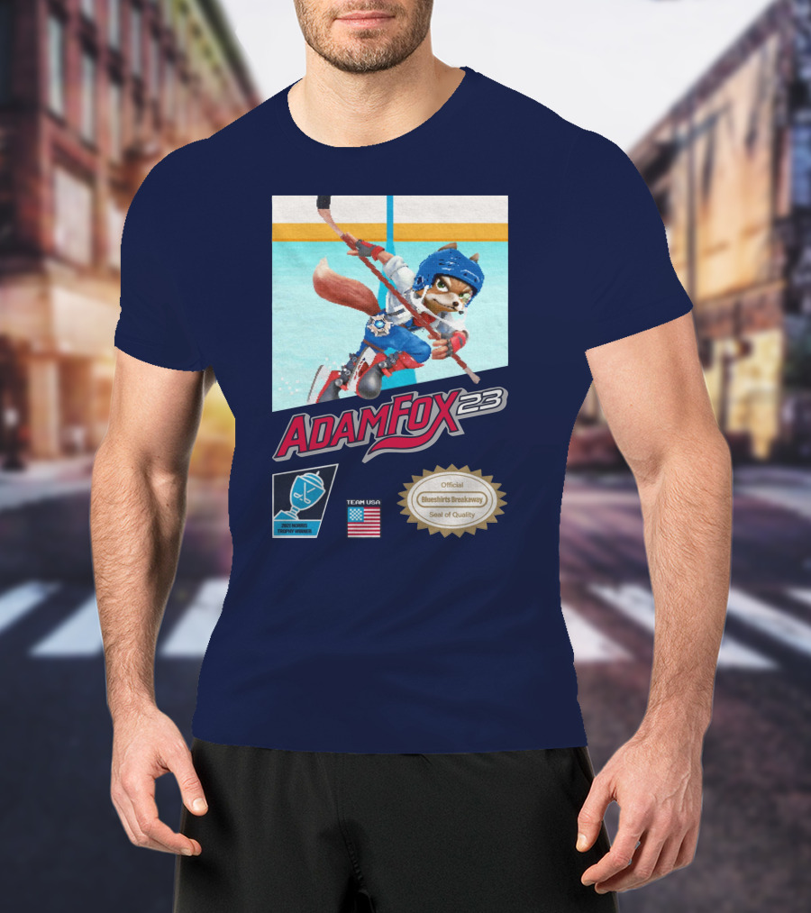 Adam Fox 23 Hockey USA Bluebirds Breakaway Seal Of Quality Team Winner T-Shirt