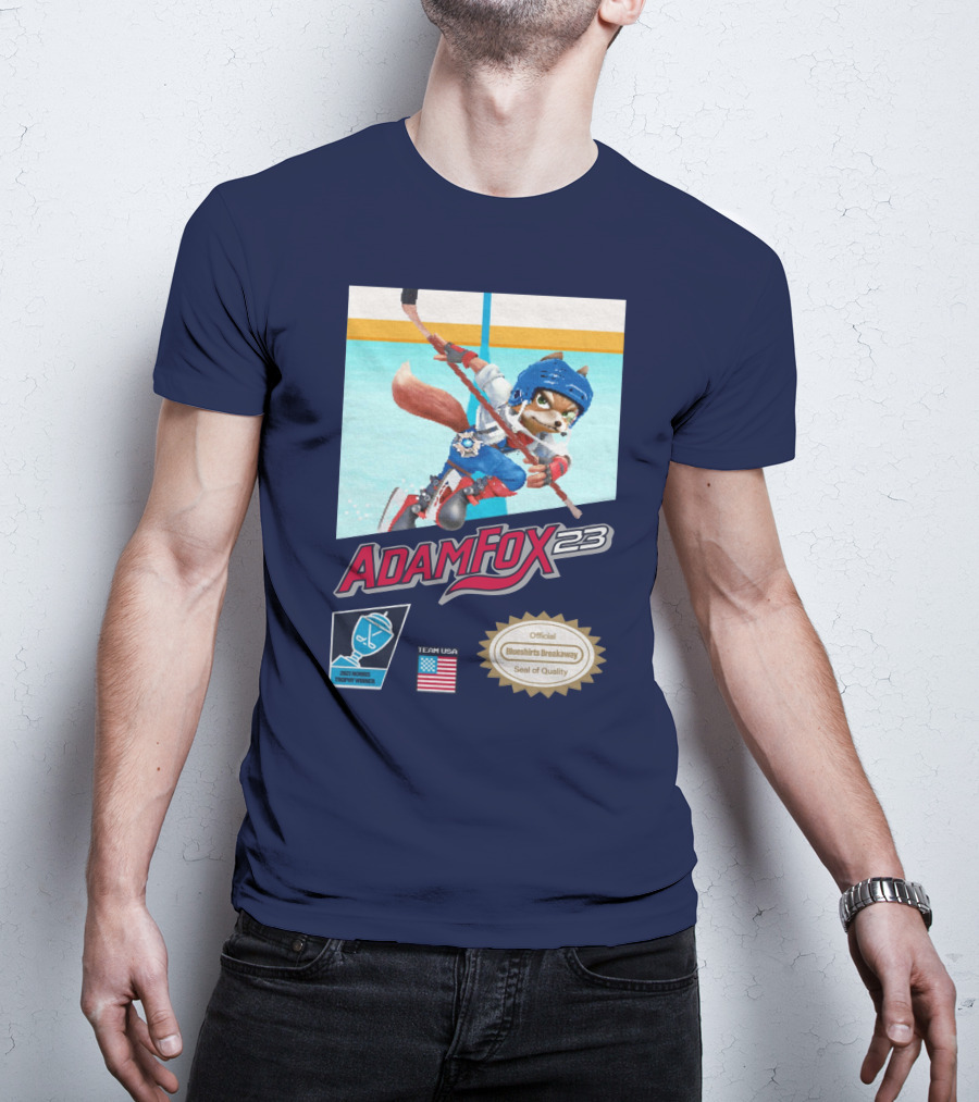 Adam Fox 23 Hockey USA Bluebirds Breakaway Seal Of Quality Team Winner T-Shirt