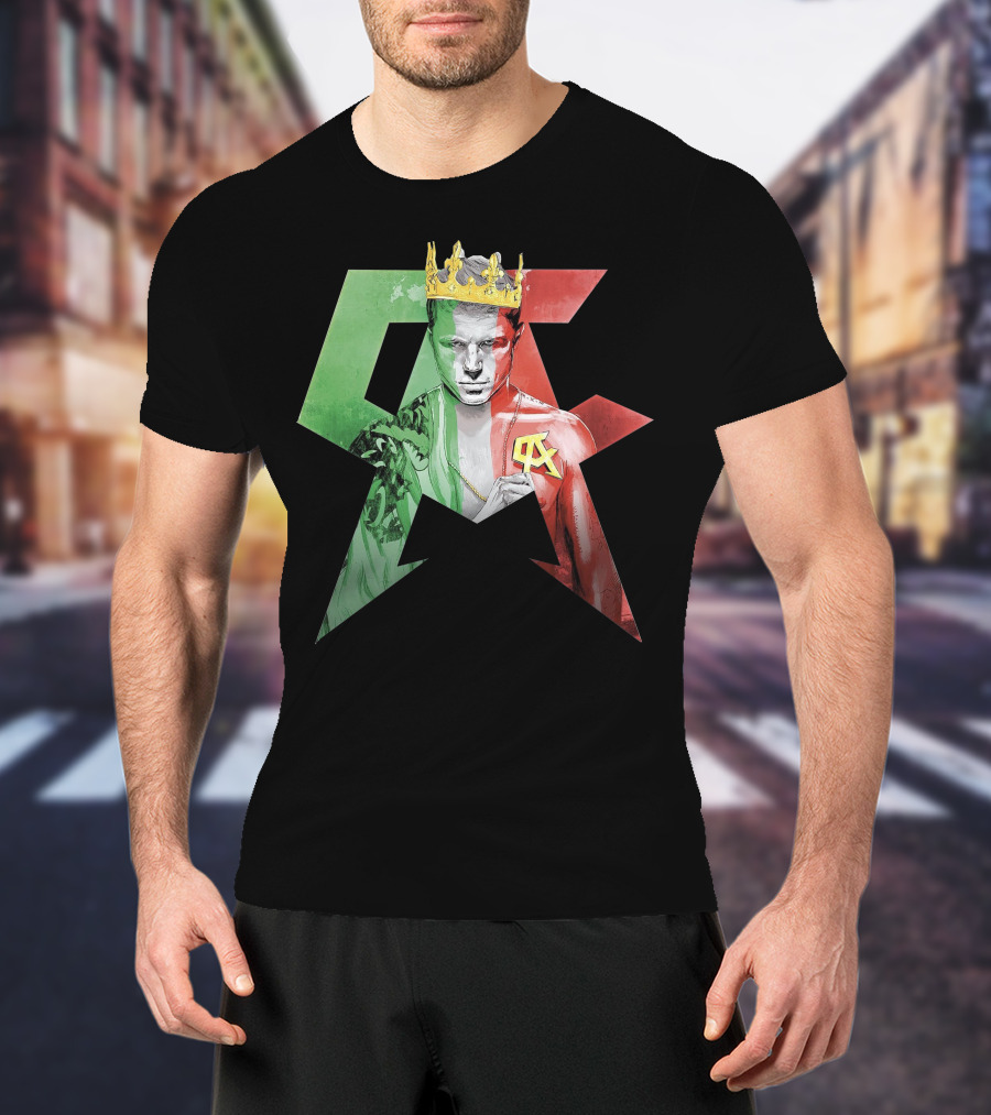 Canelo Champion King In Mexican Flag Colors With Crown And CA T-Shirt
