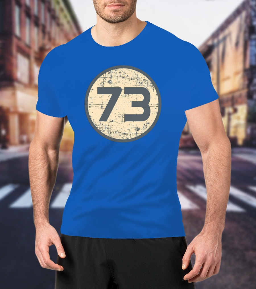 Big Bang Theory Sheldon Cooper 73 Vintage Distressed Blue Circle T-Shirt