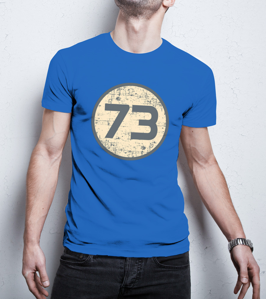 Big Bang Theory Sheldon Cooper 73 Vintage Distressed Blue Circle T-Shirt