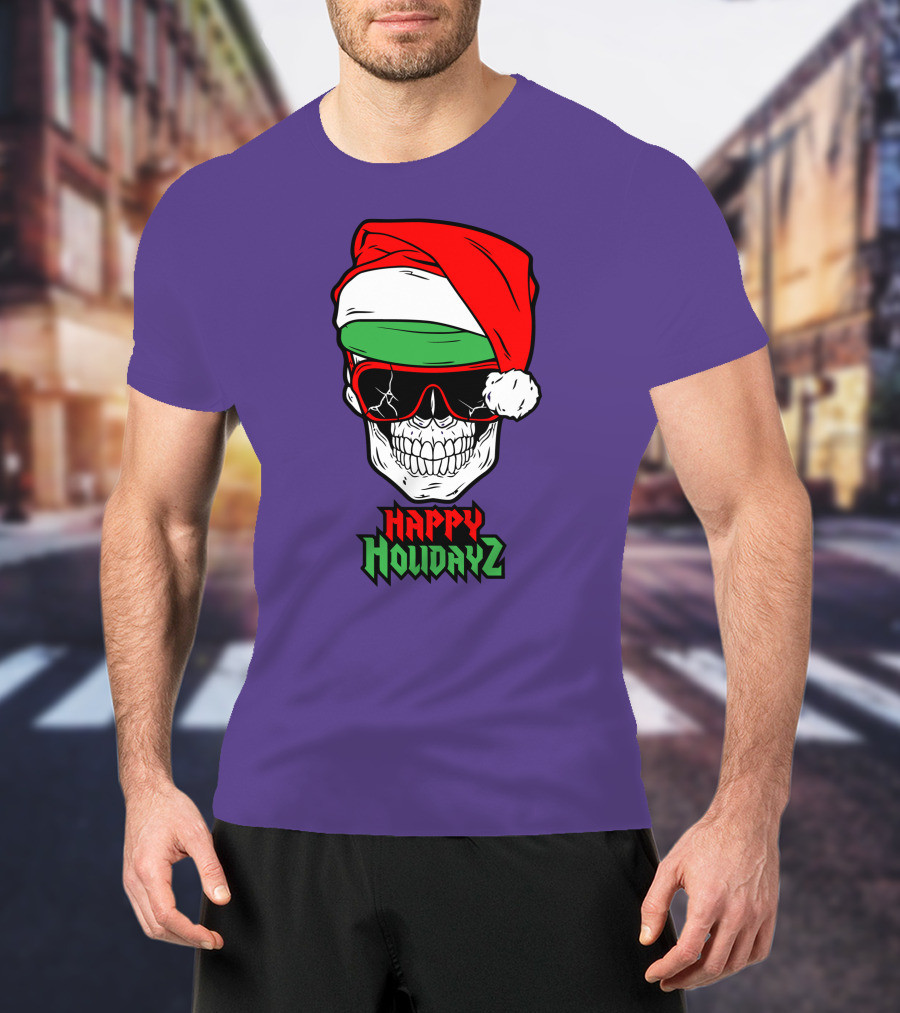 Matt Cardona Happy Holidayz Skull Santa Hat T-Shirt
