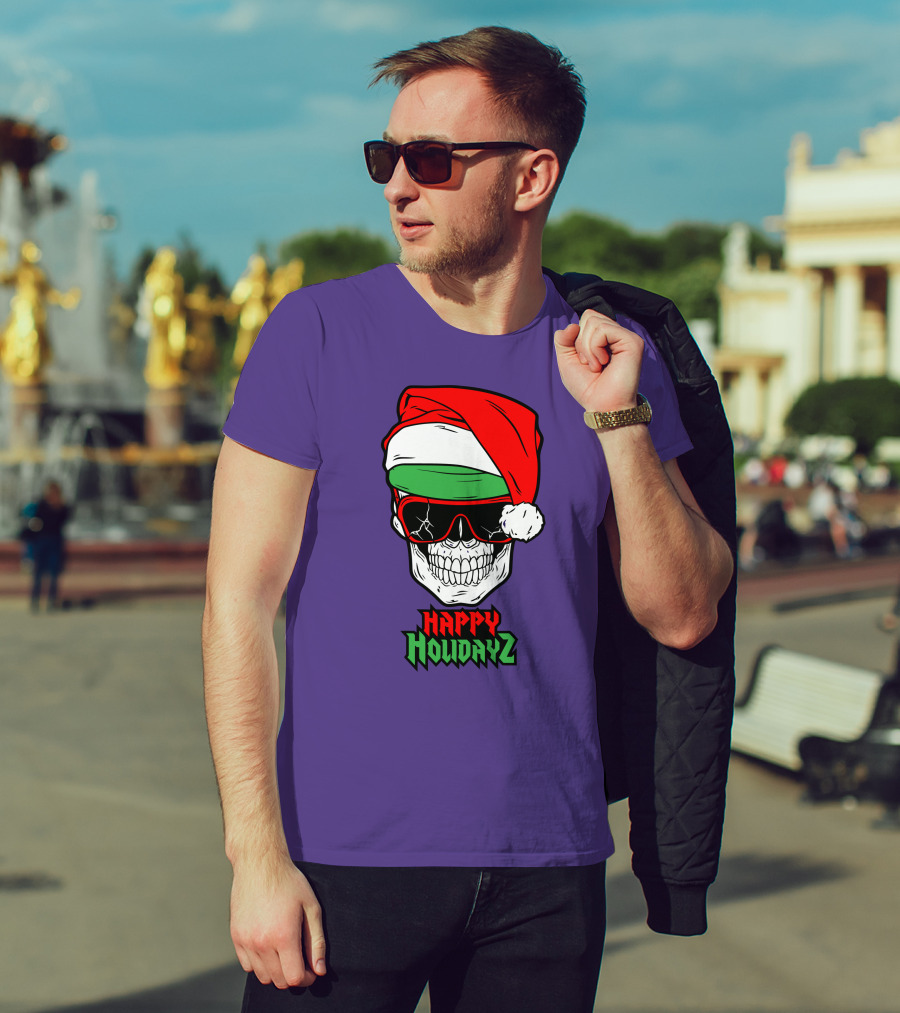 Matt Cardona Happy Holidayz Skull Santa Hat T-Shirt