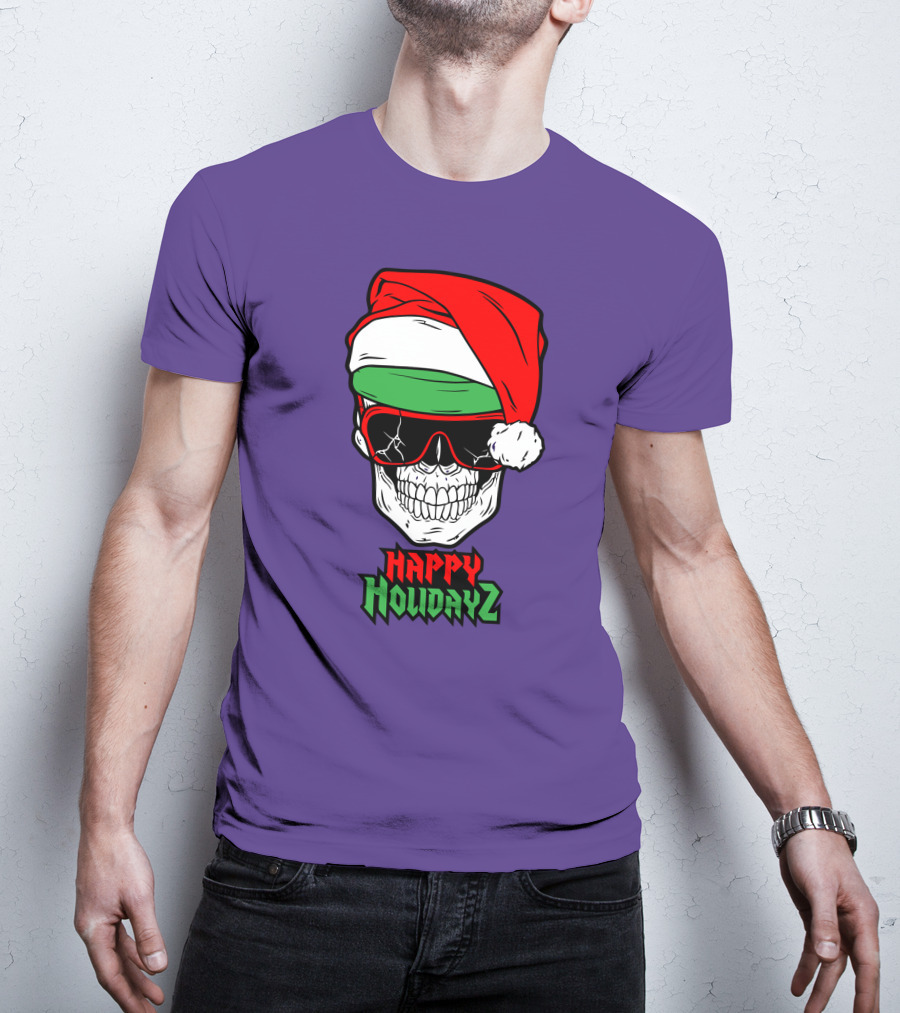 Matt Cardona Happy Holidayz Skull Santa Hat T-Shirt