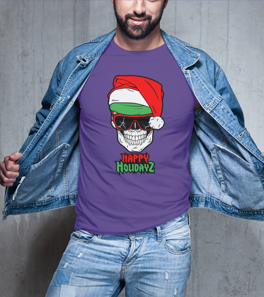 Matt Cardona Happy Holidayz Skull Santa Hat T-Shirt