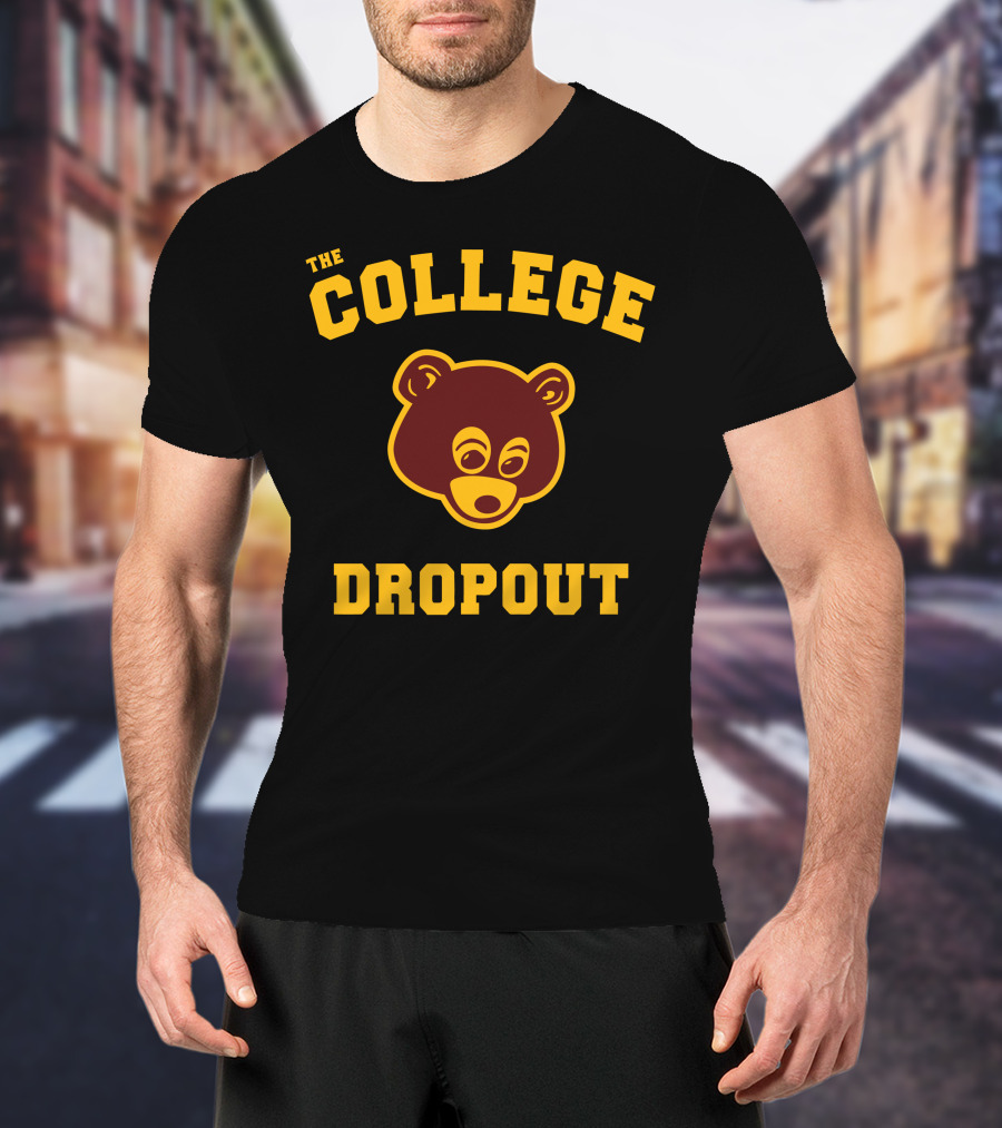 The College Dropout Bear Face Design In T-Shirt