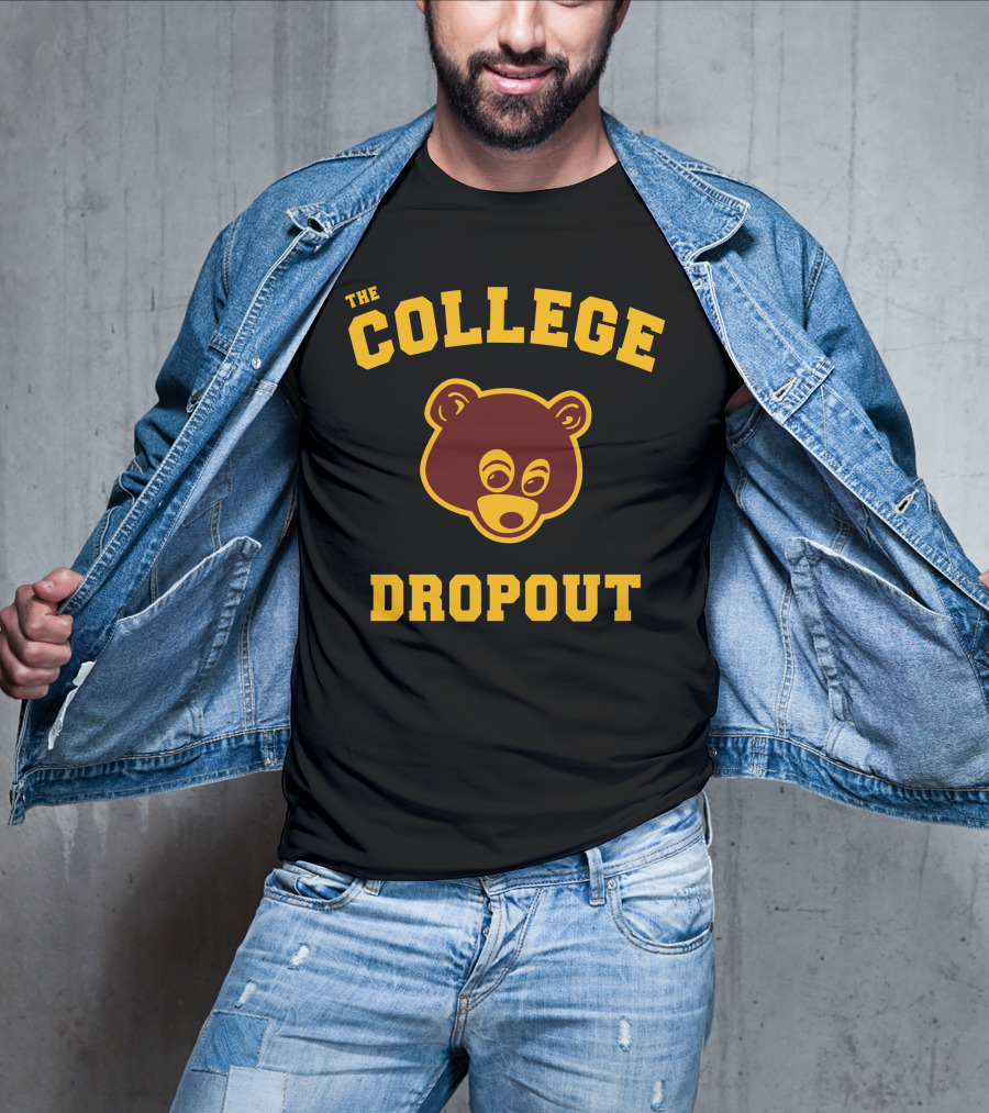 The College Dropout Bear Face Design In T-Shirt