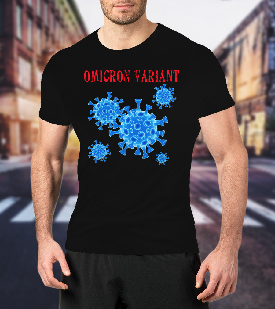 Omicron Variant Virus Graphic Blue Molecular Structure T-Shirt