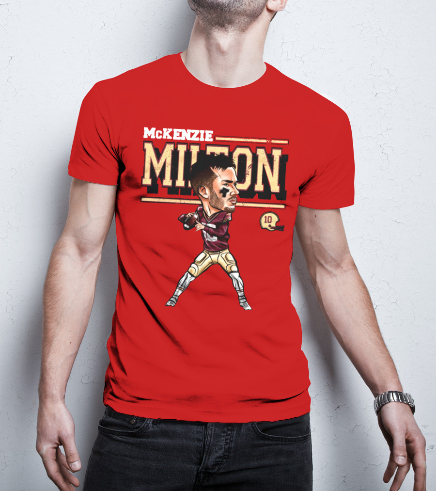 Mckenzie Milton Football Player Cartoon With Helmet Number 10 T-Shirt