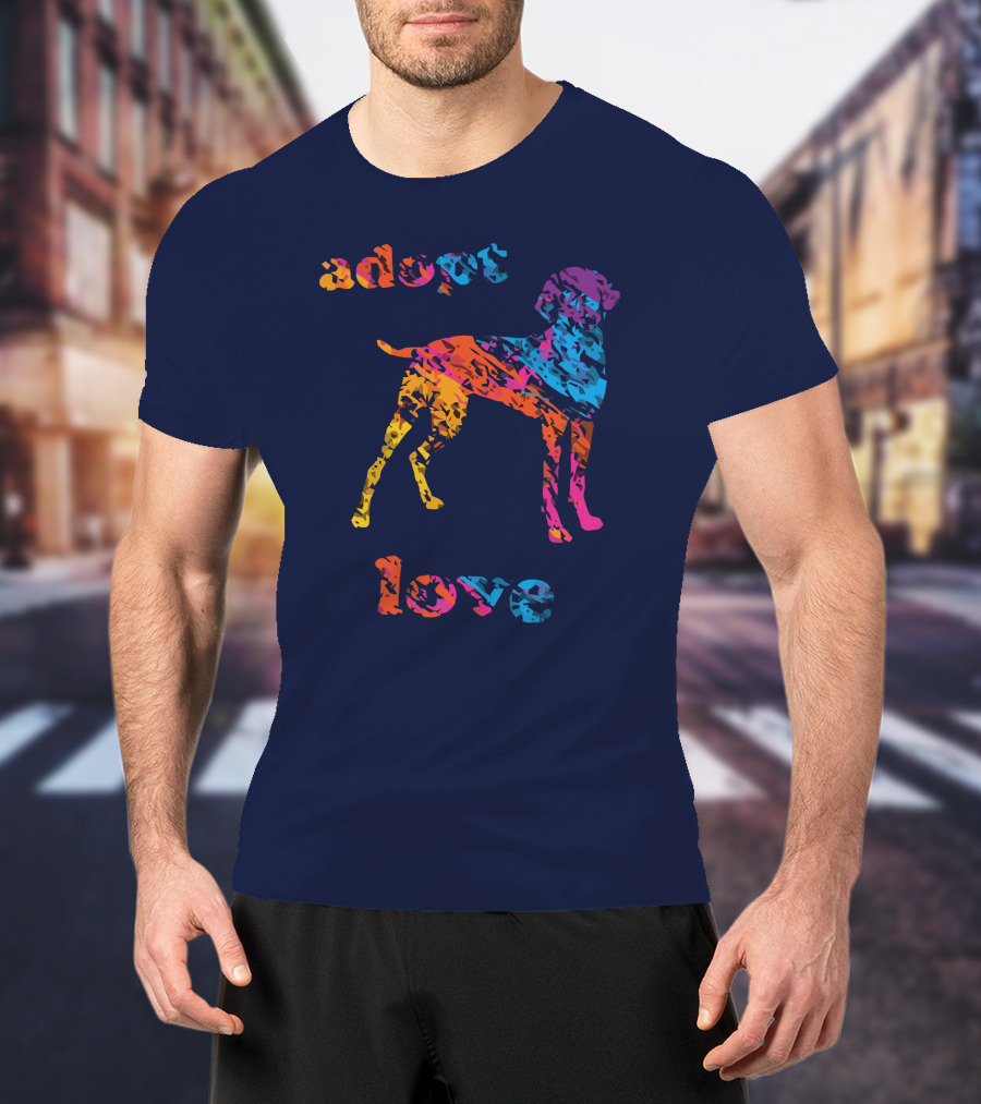 Adopt Love Rescue Dog Colorful T-Shirt