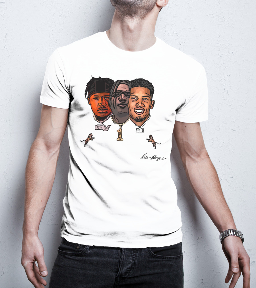 Joe Burrow Ja'Marr Chase Tee Higgins Tyler Boyd Bengals Football Faces And Chains T-Shirt