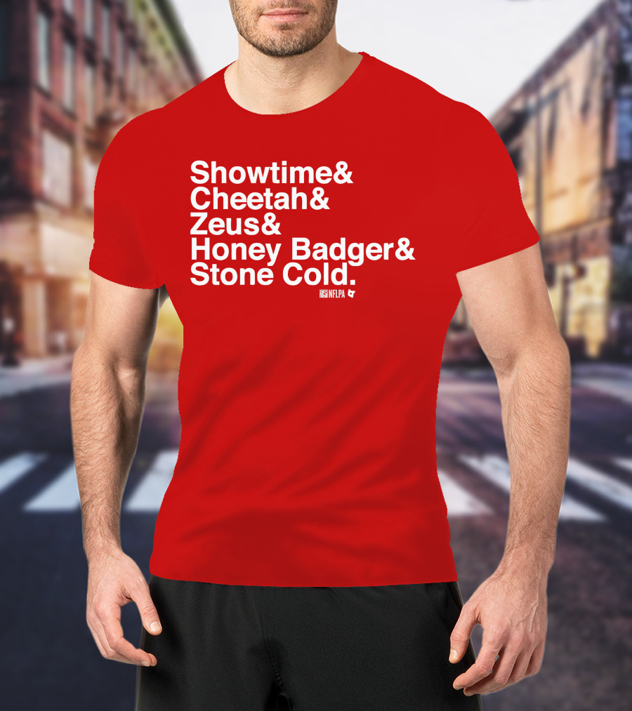 Showtime Cheetah Zeus Honey Badger Stone Cold NFLPA T-Shirt