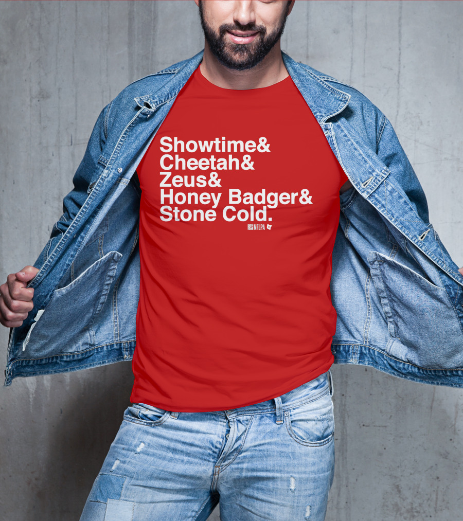Showtime Cheetah Zeus Honey Badger Stone Cold NFLPA T-Shirt