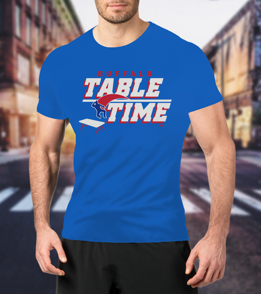 Buffalo Bills Table Time Jumping Through Folding Table T-Shirt