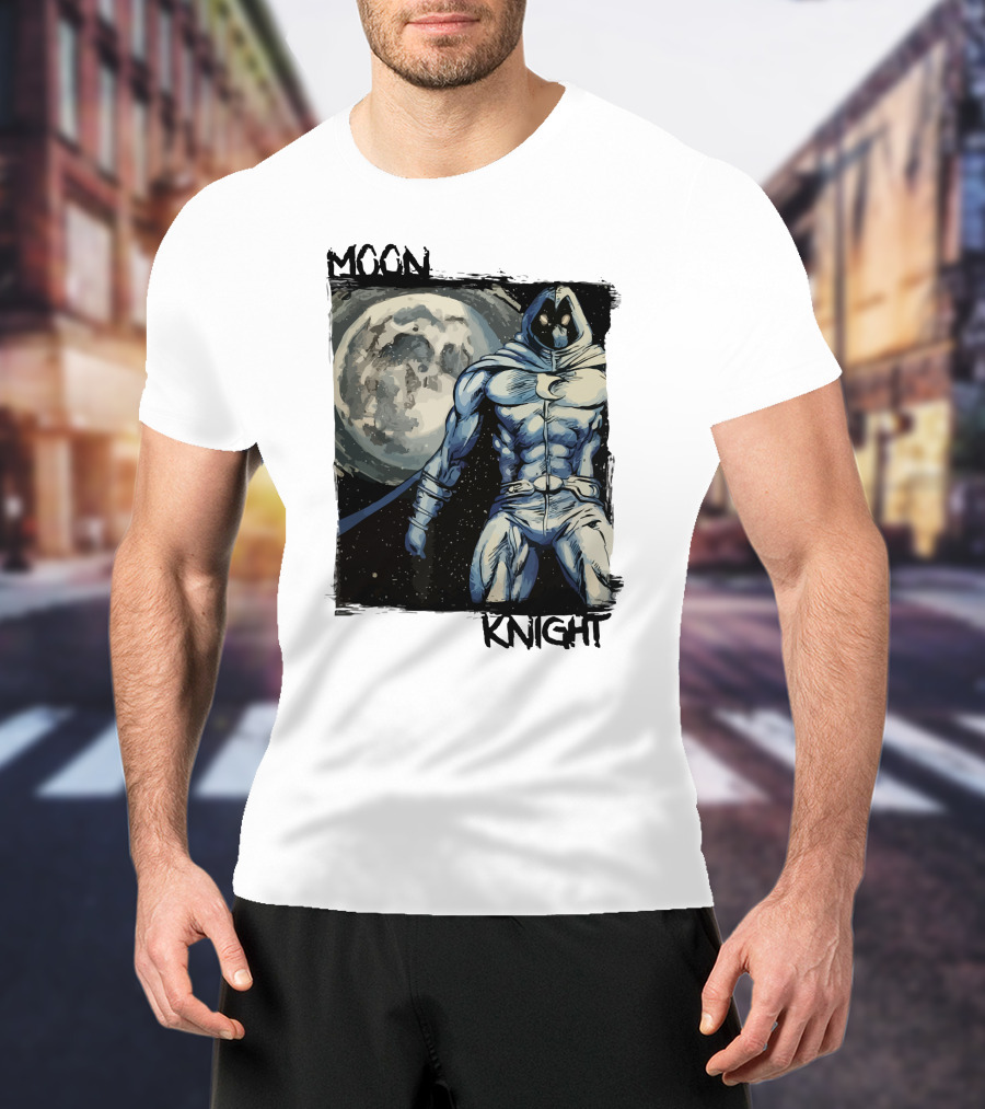 Moon Knight Marc Spector Hero With Full Moon Background T-Shirt