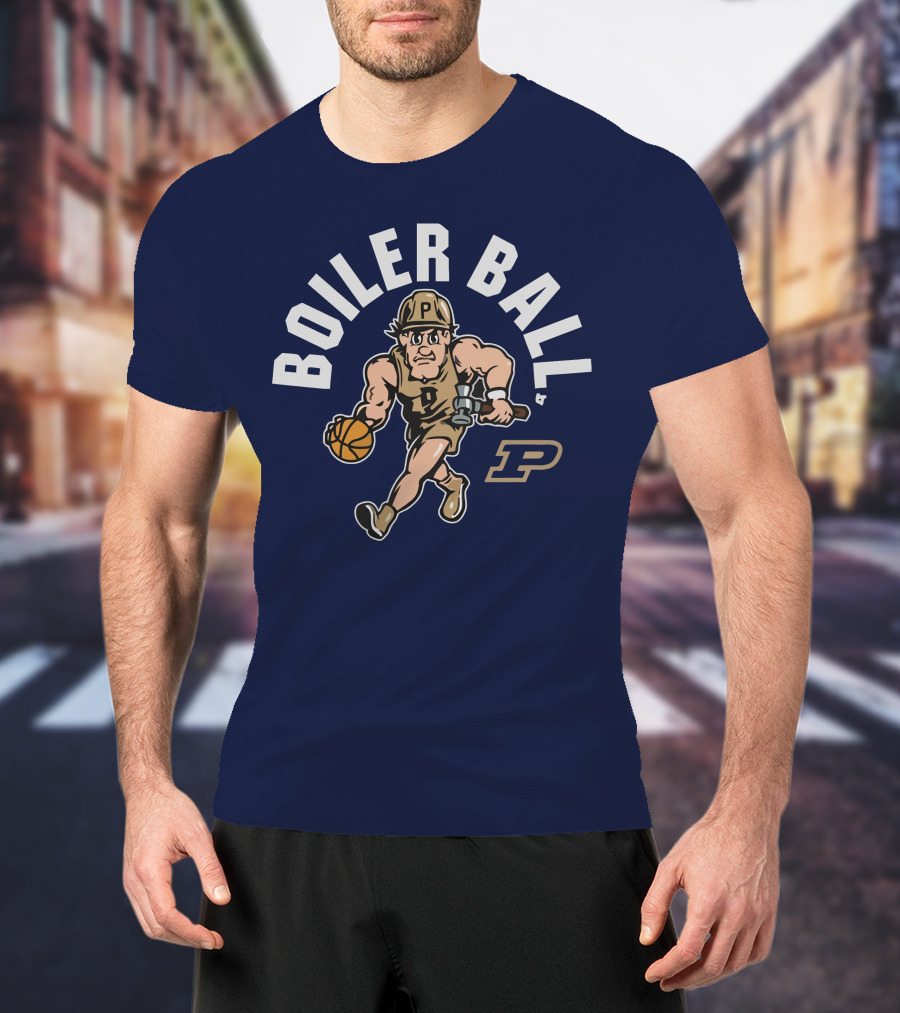 Purdue Boiler Ball Mascot Dribbling Basketball T-Shirt