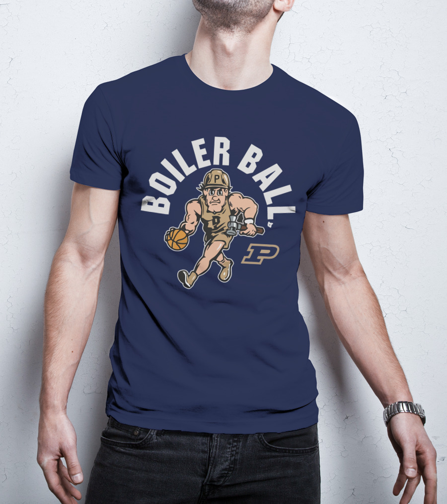 Purdue Boiler Ball Mascot Dribbling Basketball T-Shirt