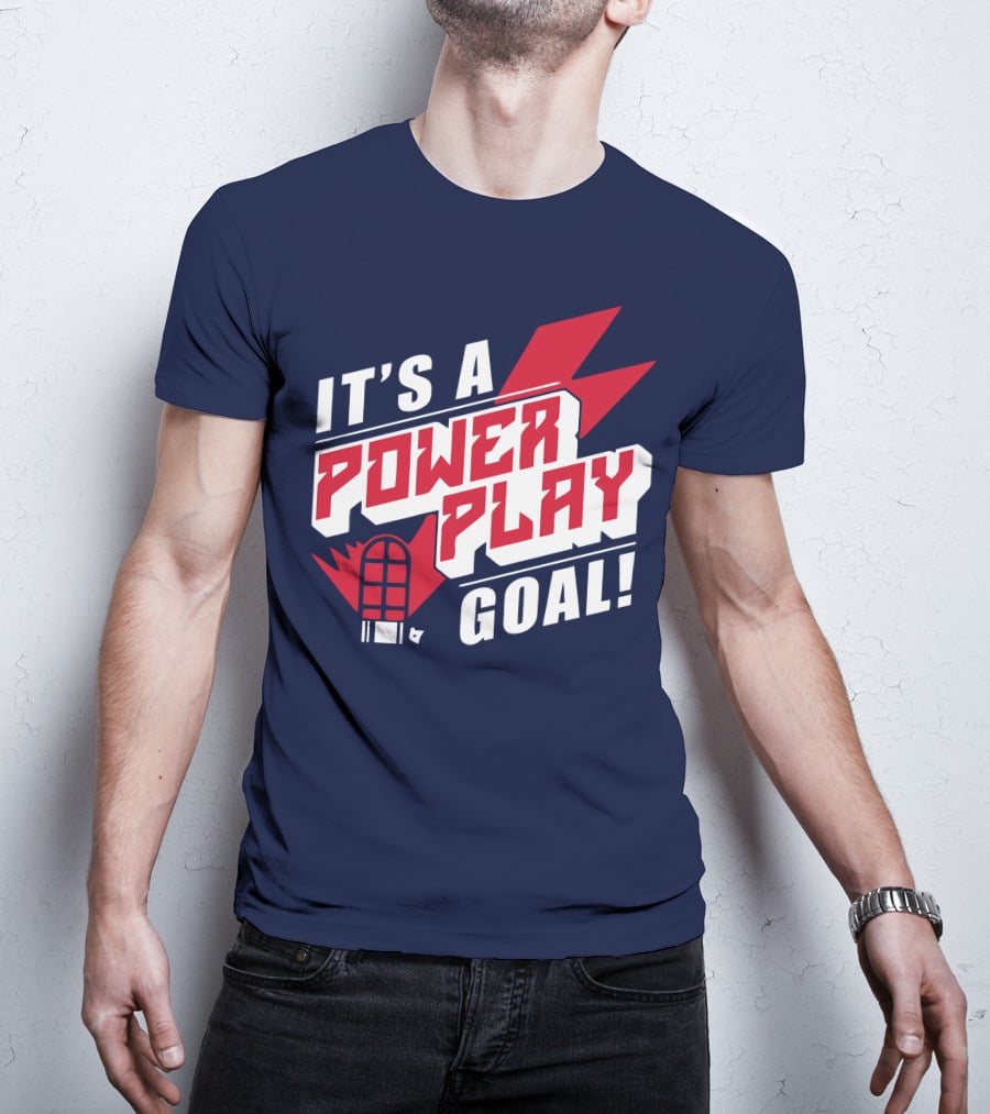 IT'S A POWER PLAY GOAL Retro Hockey Net Lightning Bolt T-Shirt