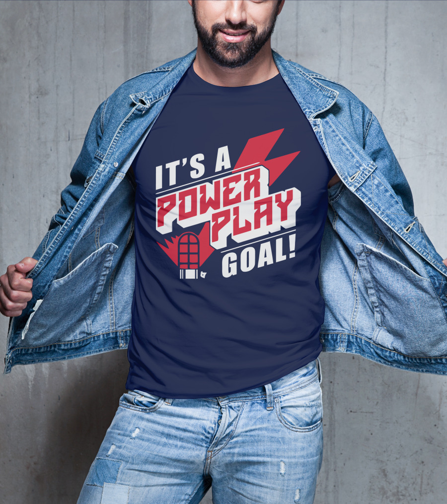IT'S A POWER PLAY GOAL Retro Hockey Net Lightning Bolt T-Shirt