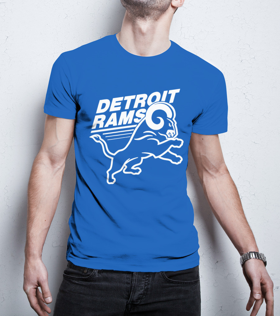 Detroit Rams Football Team Logo Crossover Fan Merchandise T-Shirt