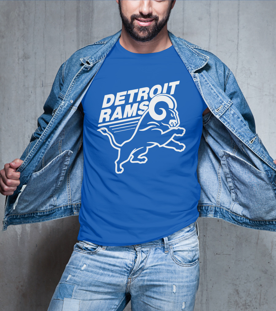 Detroit Rams Football Team Logo Crossover Fan Merchandise T-Shirt