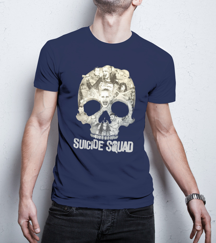 Suicide Squad Skull Collage With Iconic Characters T-Shirt